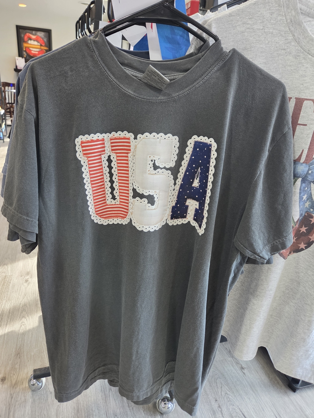 USA Appliqué Tee - Charcoal
